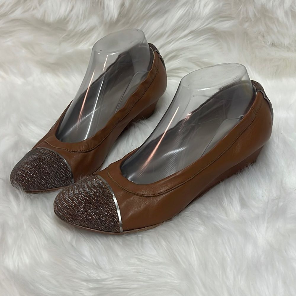 AGL Snakeskin Leather Cap Toe Wedge Heels Bin 11